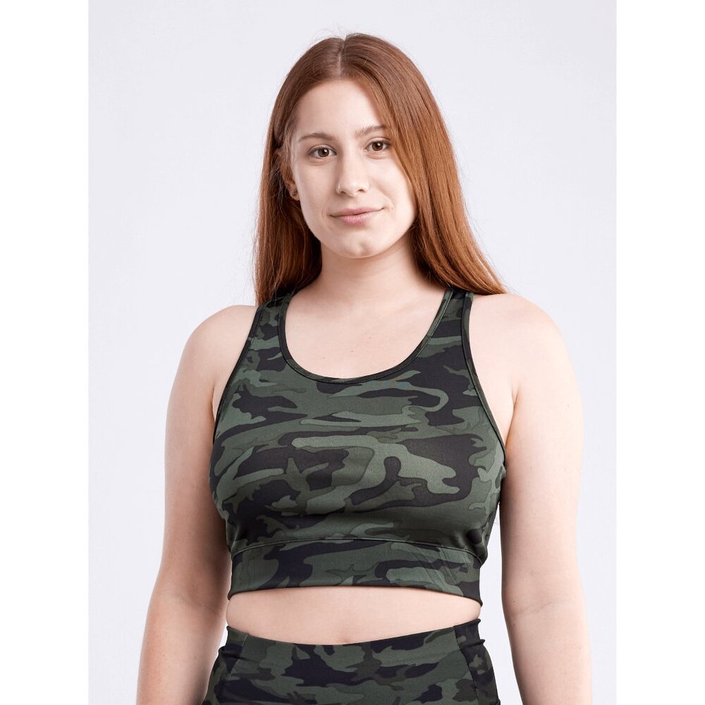 Callisto Collection Racerback Lightweight Training Crop Tank Top Green Camo